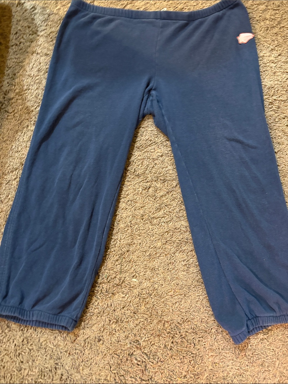 Y2K Old Navy Navy Blue Girls Jogger Pants with Pink Logo Patch